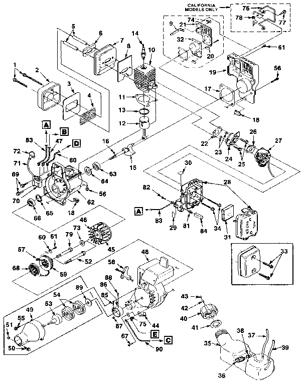 Line trimmer engine cylinder gasket 03703-A - appliance diagrams