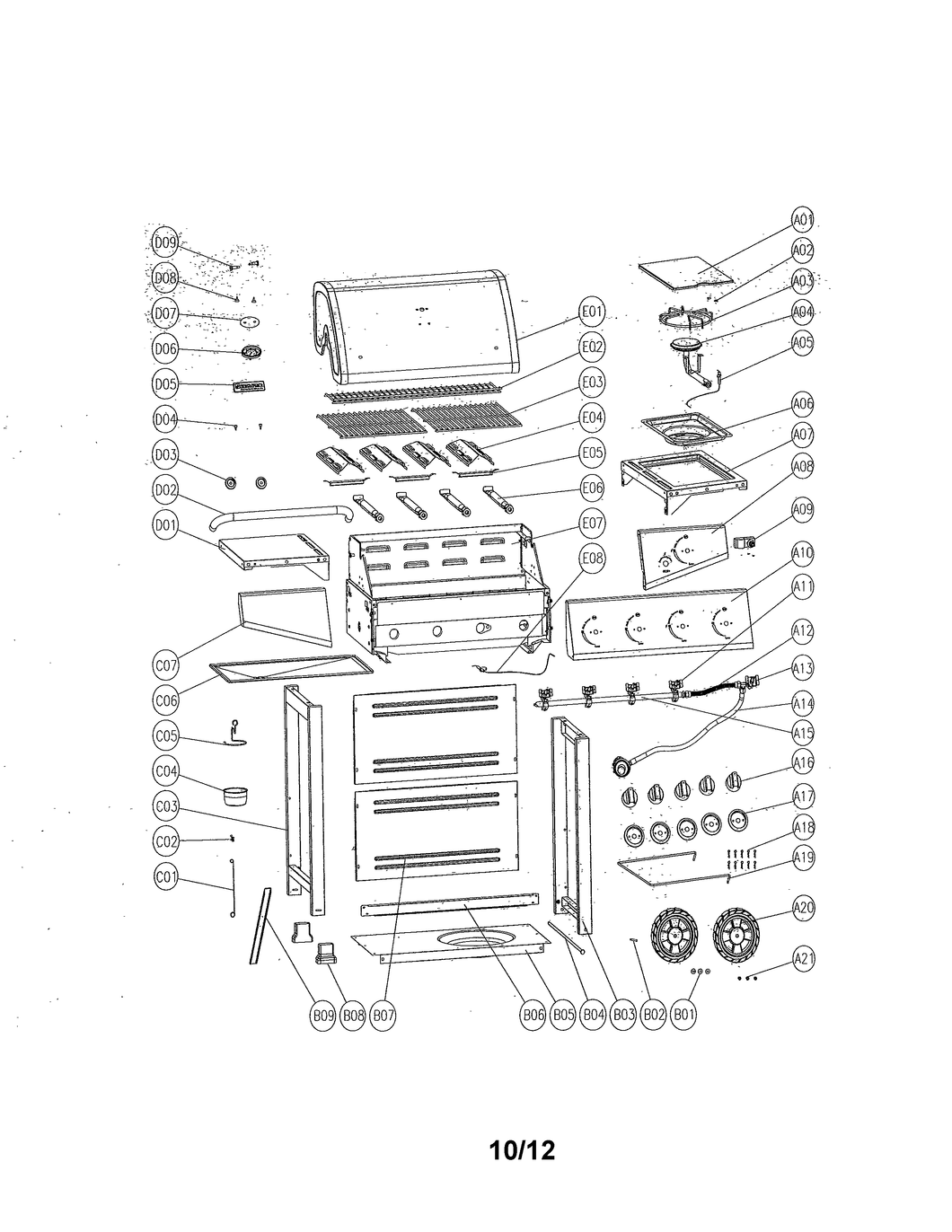 Gas grill side burner cover 40800065 - appliance diagrams