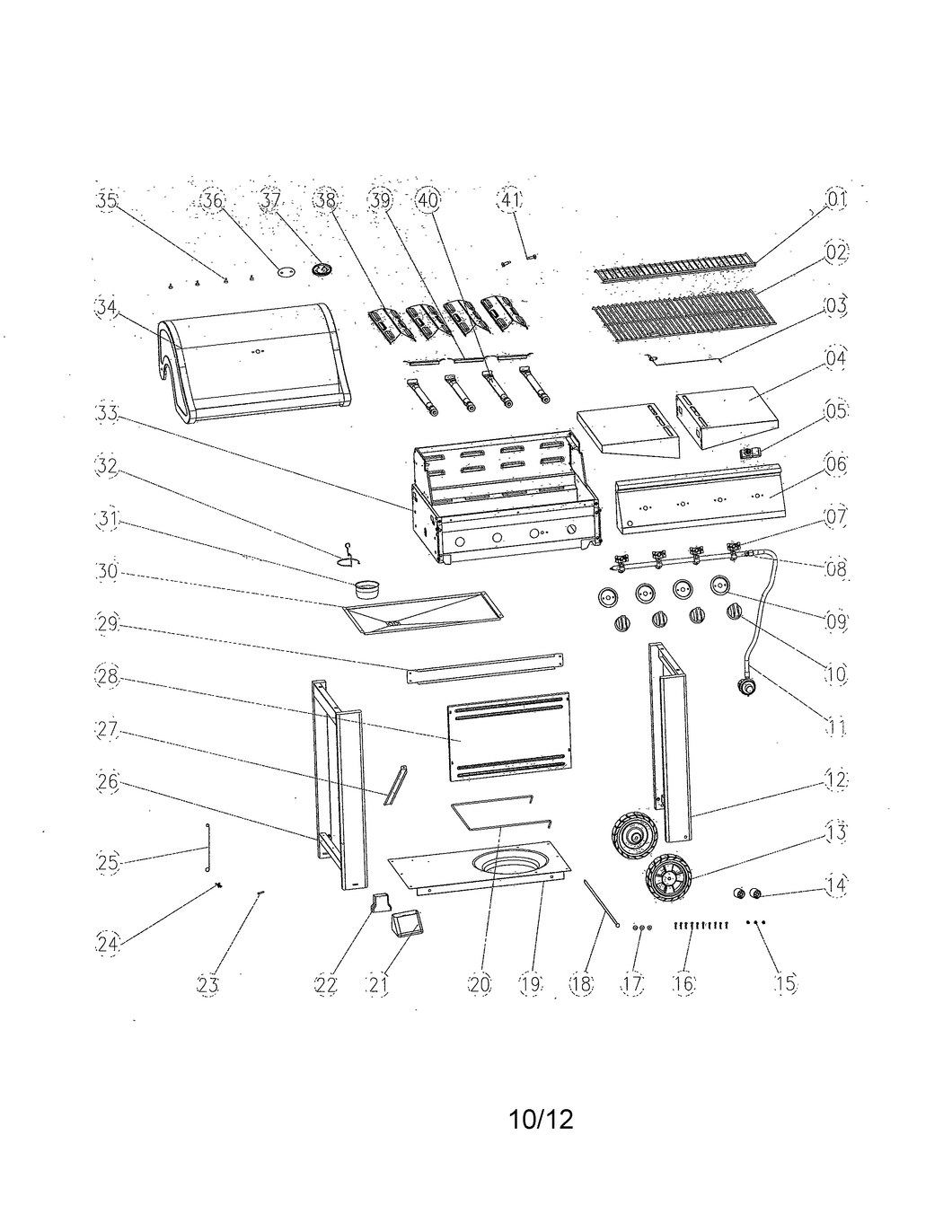 Gas grill lid bumper 40700103 - appliance diagrams