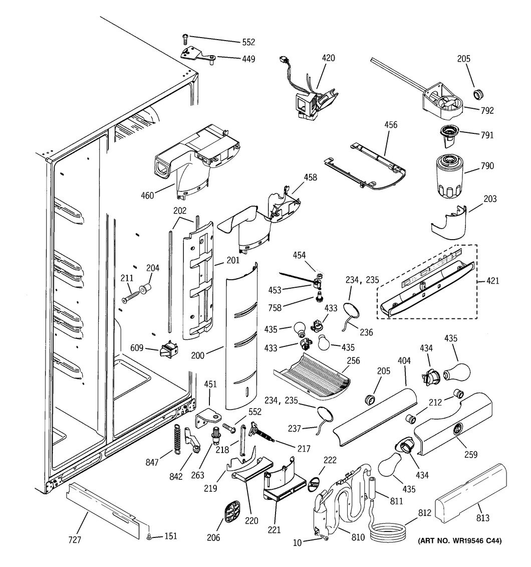 Refrigerator light cover WR17X10801 - appliance diagrams