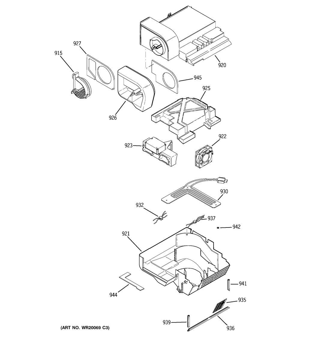 Duct cavity WR31X10053 - appliance diagrams