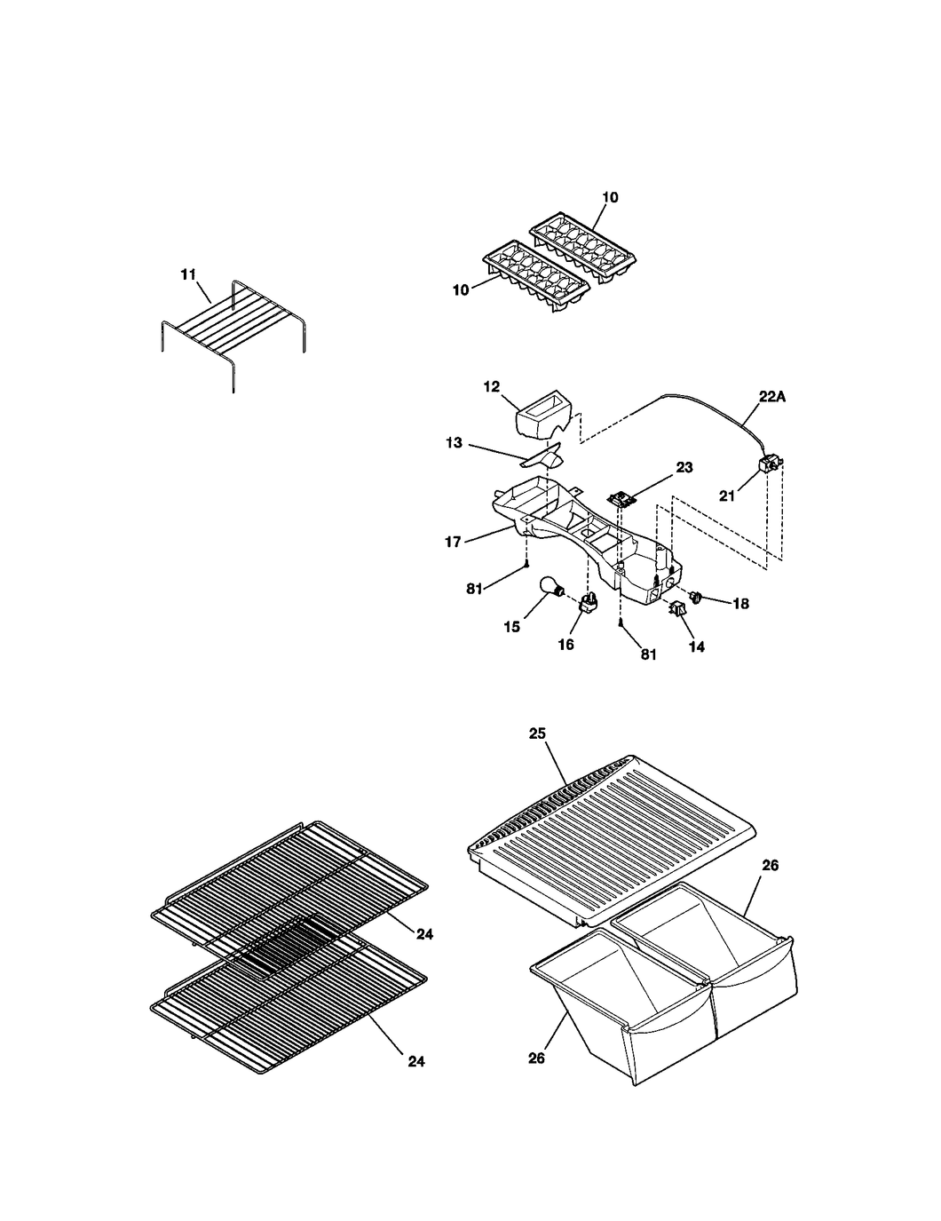 Refrigerator air damper 240362601 - appliance diagrams